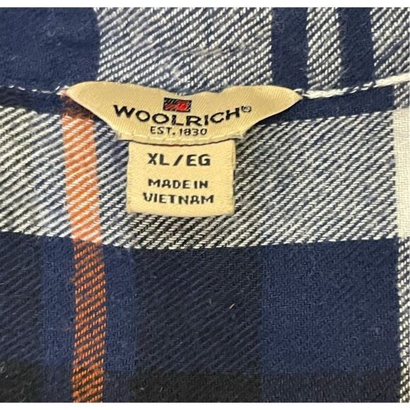 WOOLRICH Women’s Flannel Button Shirt XL Blue White Plaid Soft Long Sleeve Pocke - Picture 5 of 11
